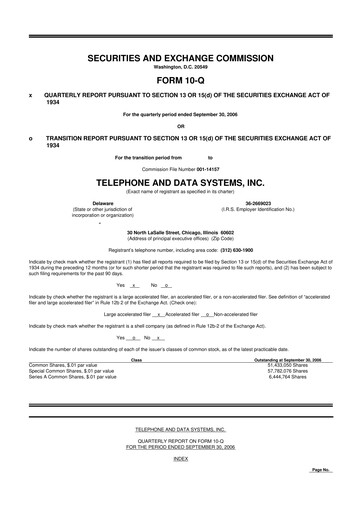 Thumbnail Telephone and Data Systems
 10-Q Quarterly Report FY 