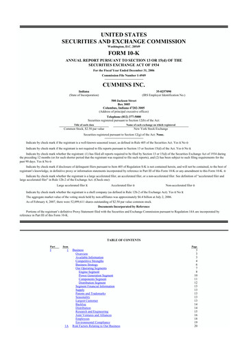 Thumbnail Cummins
 10-K Annual Report 