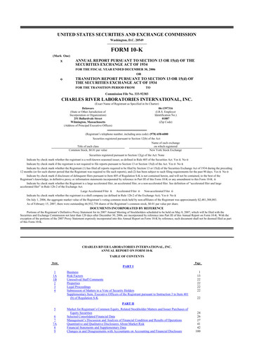 Thumbnail Charles River Laboratories
 10-K Annual Report 