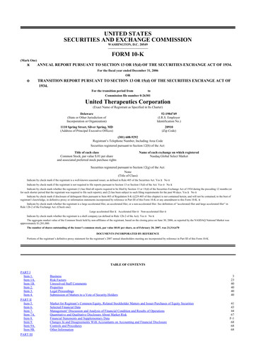 Thumbnail United Therapeutics 10-K Annual Report 
