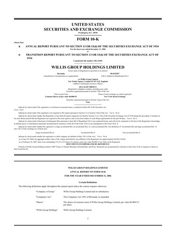 Miniature Willis Towers Watson  10-K Rapport annuel 