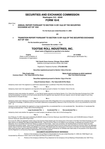 Miniature Tootsie Roll Industries
 10-K Rapport annuel 