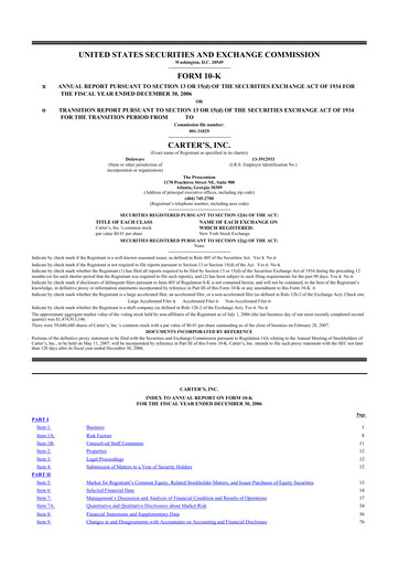 Thumbnail Carter's 10-K Annual Report 