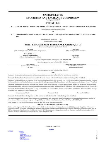 Thumbnail White Mountains Insurance Group 10-K Annual Report 