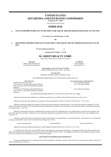 Miniature SL Green Realty
 10-K Rapport annuel 