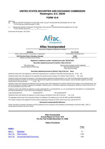 Vorschaubild Aflac 10-K Jahresbericht 