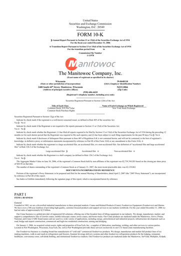 Thumbnail The Manitowoc Company
 10-K Annual Report 