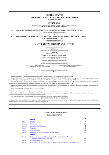 Miniature AXIS Capital
 10-K Rapport annuel 