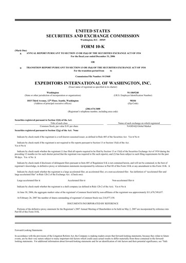 Miniature Expeditors International 10-K Rapport annuel 