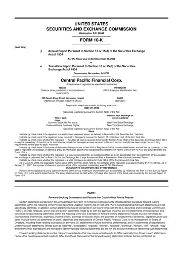 Thumbnail Central Pacific Financial 10-K Annual Report 