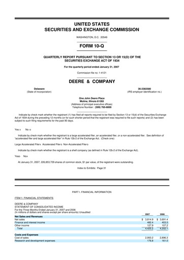 Thumbnail Deere & Company (John Deere) 10-Q Quarterly Report FY 