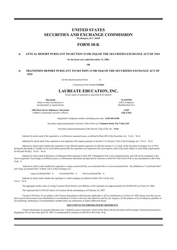 Thumbnail Laureate Education
 10-K Annual Report 