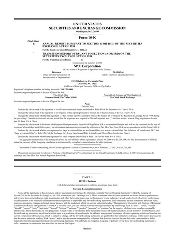 Thumbnail SPX Technologies 10-K Annual Report 