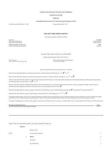 Thumbnail New York Times 10-K Annual Report 