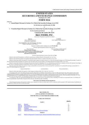 Thumbnail B&G Foods

 10-K Annual Report 