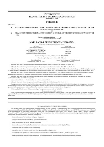 Miniature Maui Land & Pineapple Company 10-K Rapport annuel 