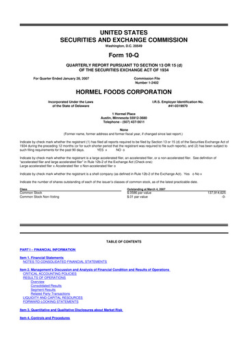 Thumbnail Hormel Foods 10-Q Quarterly Report FY 