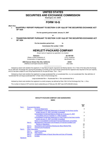 Miniature HP 10-Q Rapport trimestriel  