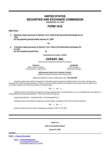 Miniature Copart
 10-Q Rapport trimestriel  