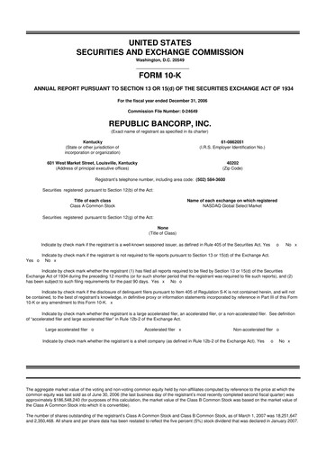 Thumbnail Republic Bank 10-K Annual Report 