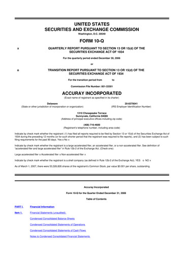 Miniature Accuray 10-Q Rapport trimestriel  