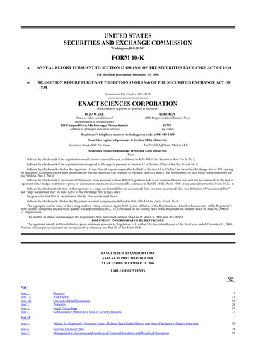 Thumbnail Exact Sciences 10-K Annual Report 