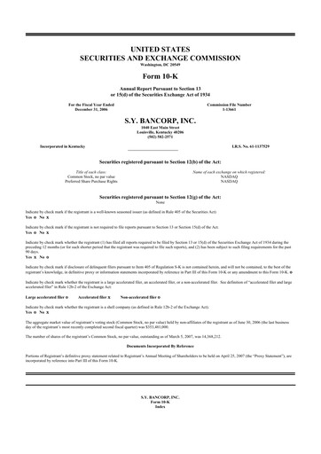 Thumbnail Stock Yards Bancorp 10-K Annual Report 