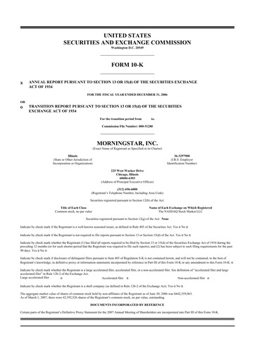 Thumbnail Morningstar
 10-K Annual Report 