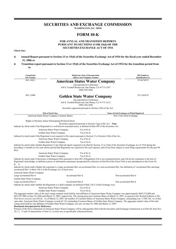 Thumbnail American States Water
 10-K Annual Report 