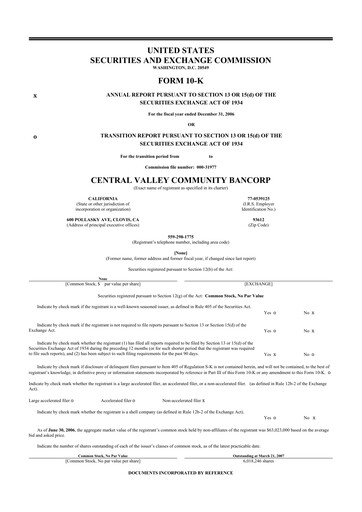 Thumbnail Community West Bancshares 10-K Annual Report 