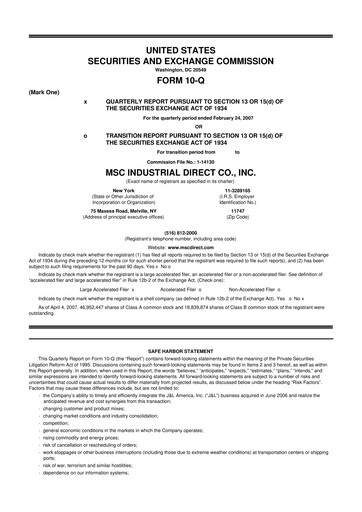 Thumbnail MSC Industrial Direct 10-Q Quarterly Report FY 