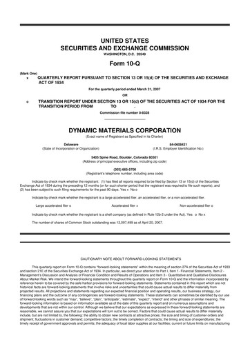 Miniature DMC Global 10-Q Rapport trimestriel  