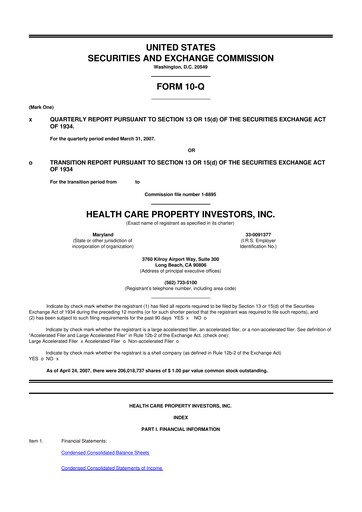 Thumbnail Healthpeak Properties
 10-Q Quarterly Report FY 