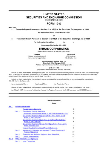 Thumbnail TriMas 10-Q Quarterly Report FY 