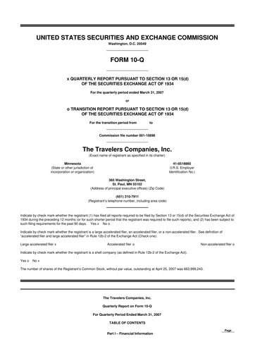 Thumbnail The Travelers Companies 10-Q Quarterly Report FY 
