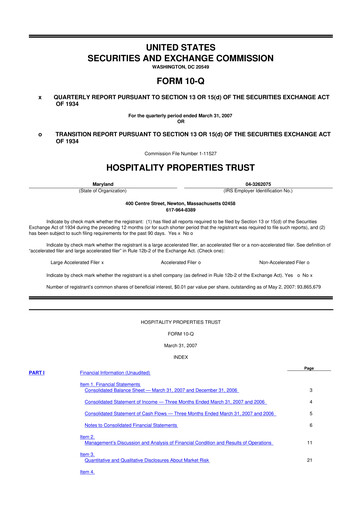 Thumbnail Service Properties Trust 10-Q Quarterly Report FY 