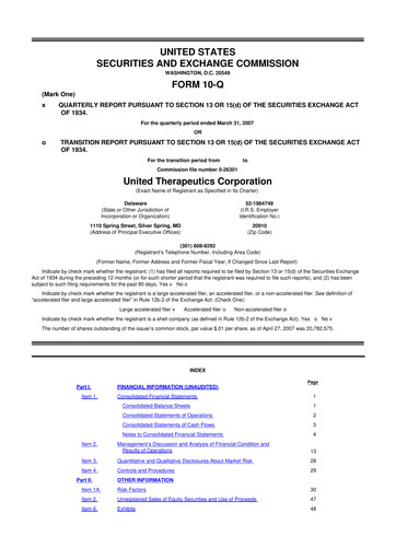 Thumbnail United Therapeutics 10-Q Quarterly Report FY 