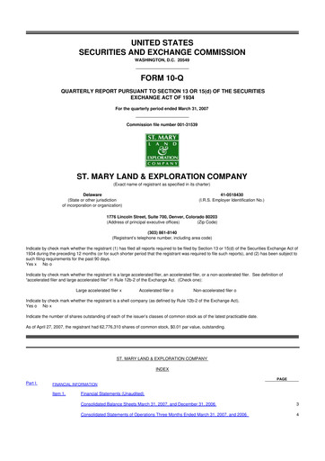 Miniature SM Energy
 10-Q Rapport trimestriel  