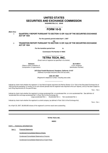 Thumbnail Tetra Tech
 10-Q Quarterly Report FY 