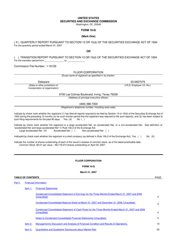 Thumbnail Fluor Corporation
 10-Q Quarterly Report FY 