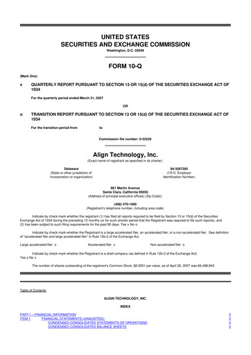 Miniature Align Technology
 10-Q Rapport trimestriel  