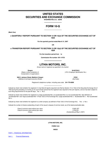 Vorschaubild Lithia Motors 10-Q Quartalsbericht  