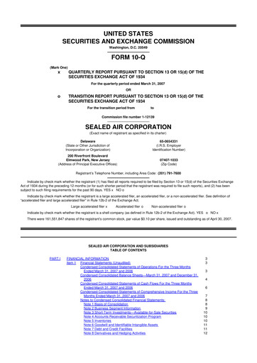 Thumbnail Sealed Air
 10-Q Quarterly Report FY 