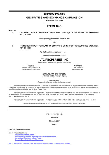 Thumbnail LTC Properties 10-Q Quarterly Report FY 