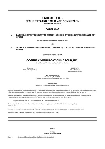 Thumbnail Cogent Communications
 10-Q Quarterly Report FY 