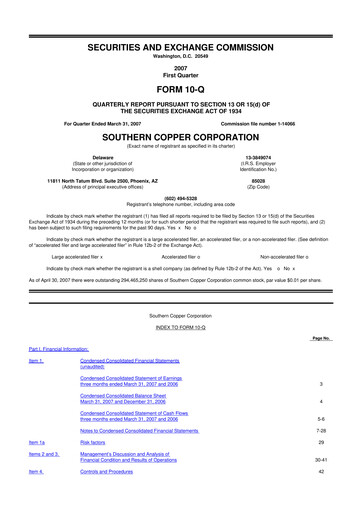 Thumbnail Southern Copper 10-Q Quarterly Report FY 