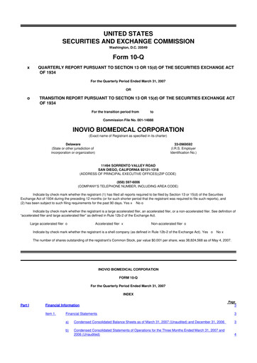 Vorschaubild Inovio Pharmaceuticals 10-Q Quartalsbericht  