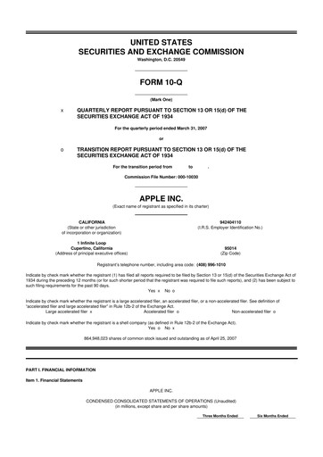 Miniature Apple 10-Q Rapport trimestriel  
