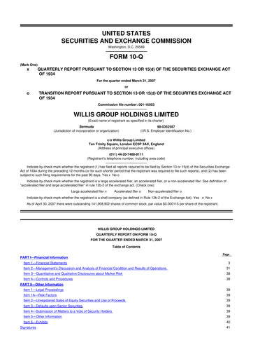 Thumbnail Willis Towers Watson  10-Q Quarterly Report FY 