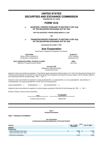 Vorschaubild Aon 10-Q Quartalsbericht  